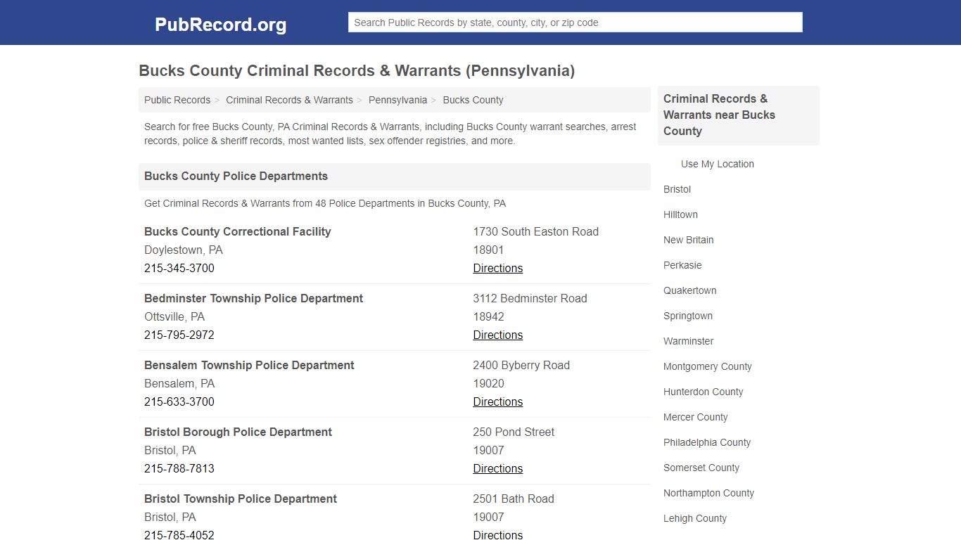 Free Bucks County Criminal Records & Warrants ...